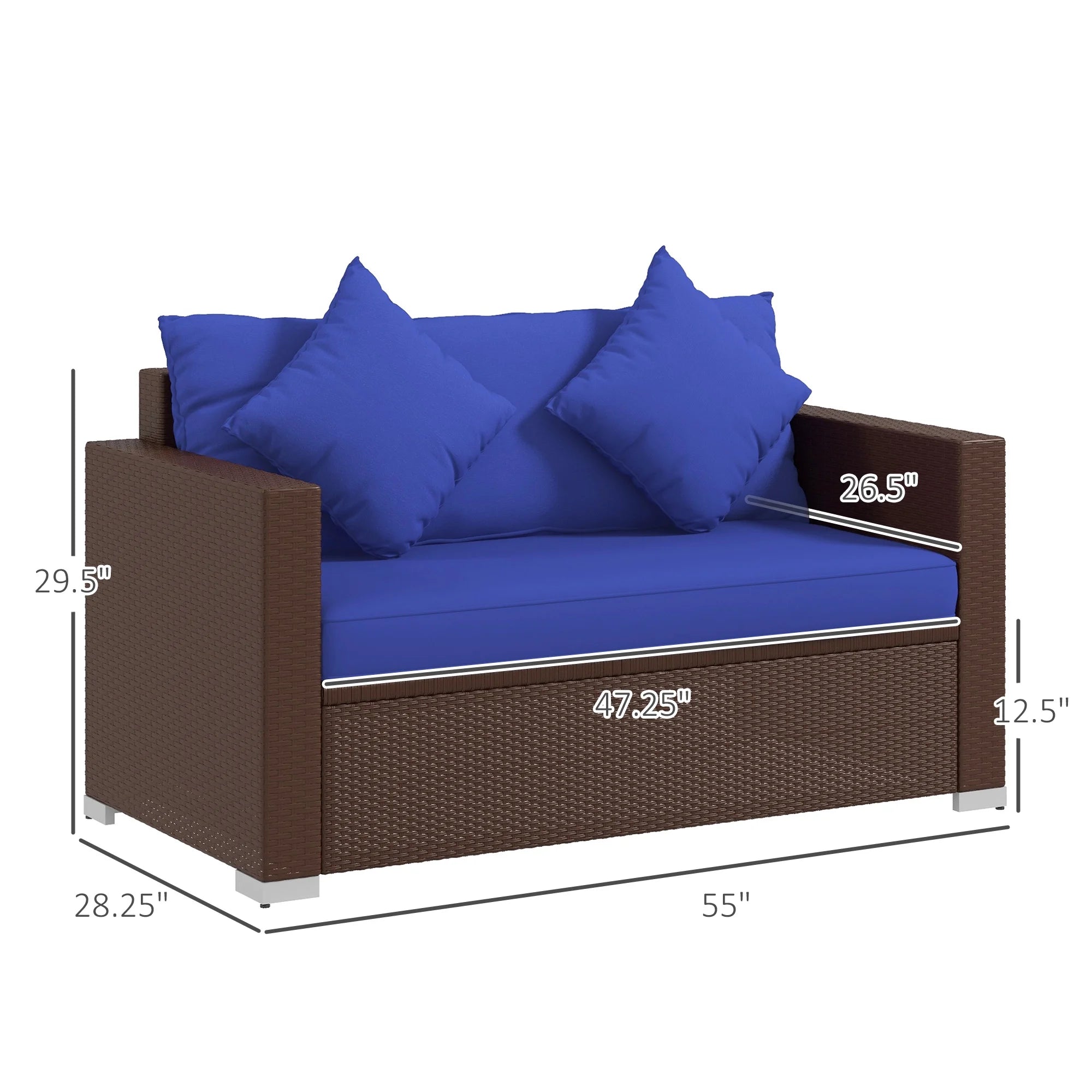 Blue Padded Outdoor Loveseat Sofa M276647