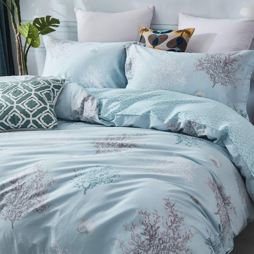 100% Cotton Reversible Zipper Closure 3-Piece King/Cal King Duvet Cover Set Z574