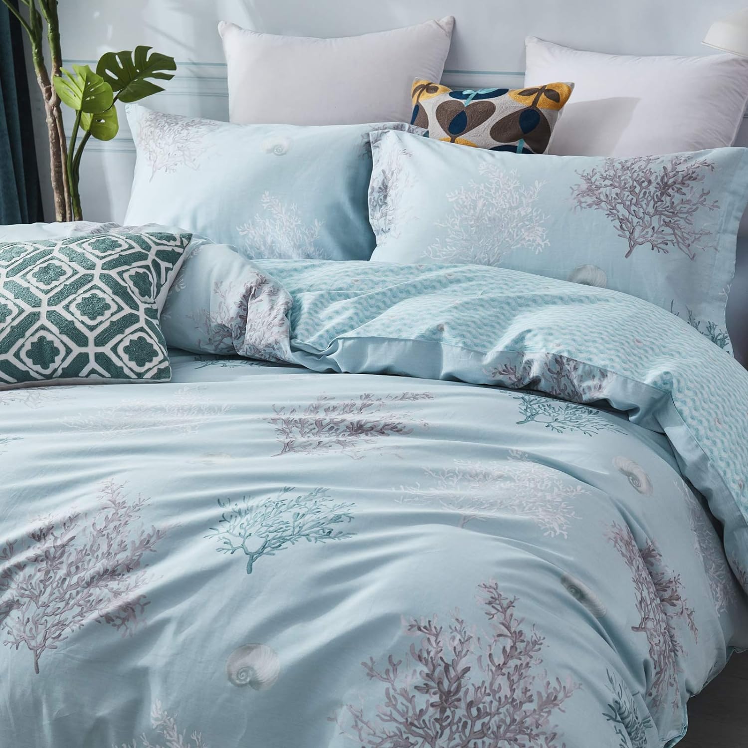 100% Cotton Reversible Zipper Closure 3-Piece King/Cal King Duvet Cover Set Z574