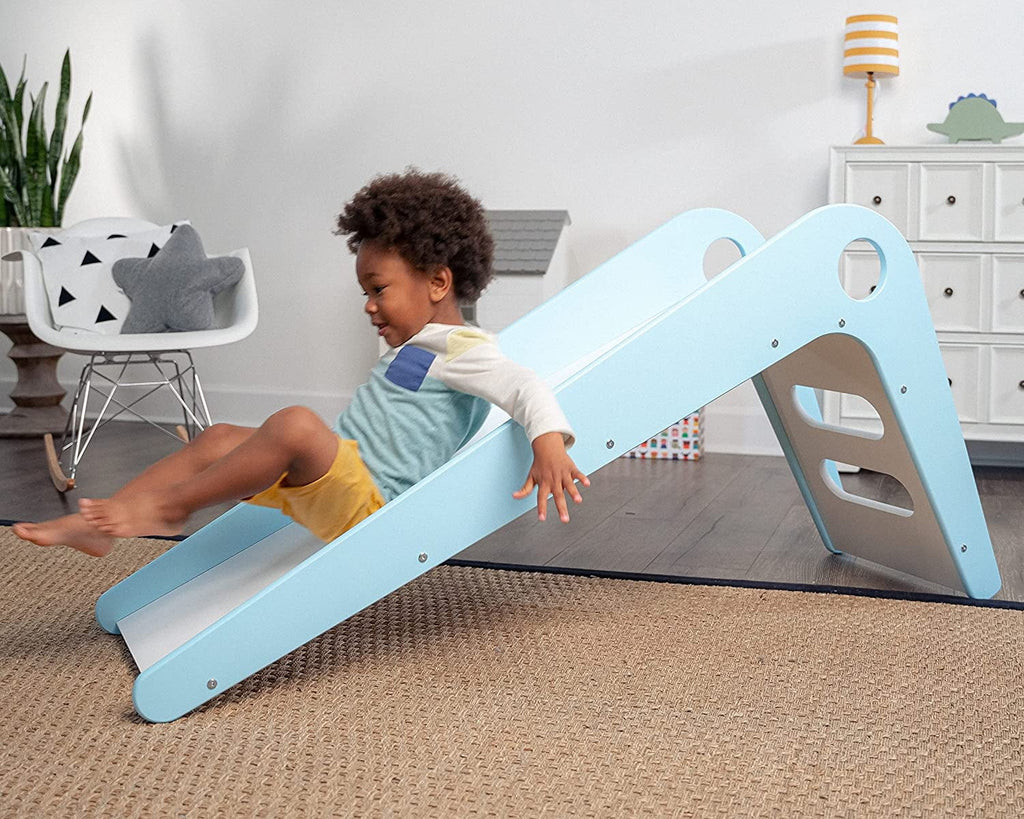 Wooden Indoor Slide for Kids Ages 18mo - 4 Years (Blue) U732206