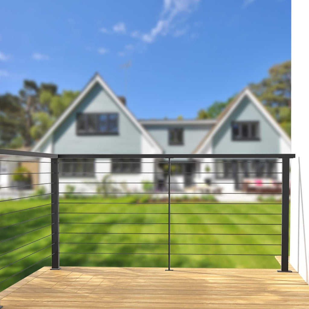 4Pack 36''x2''x2'' Black Square Weldless Stainless Steel Pre-Drilled Cable Railing Post B560115