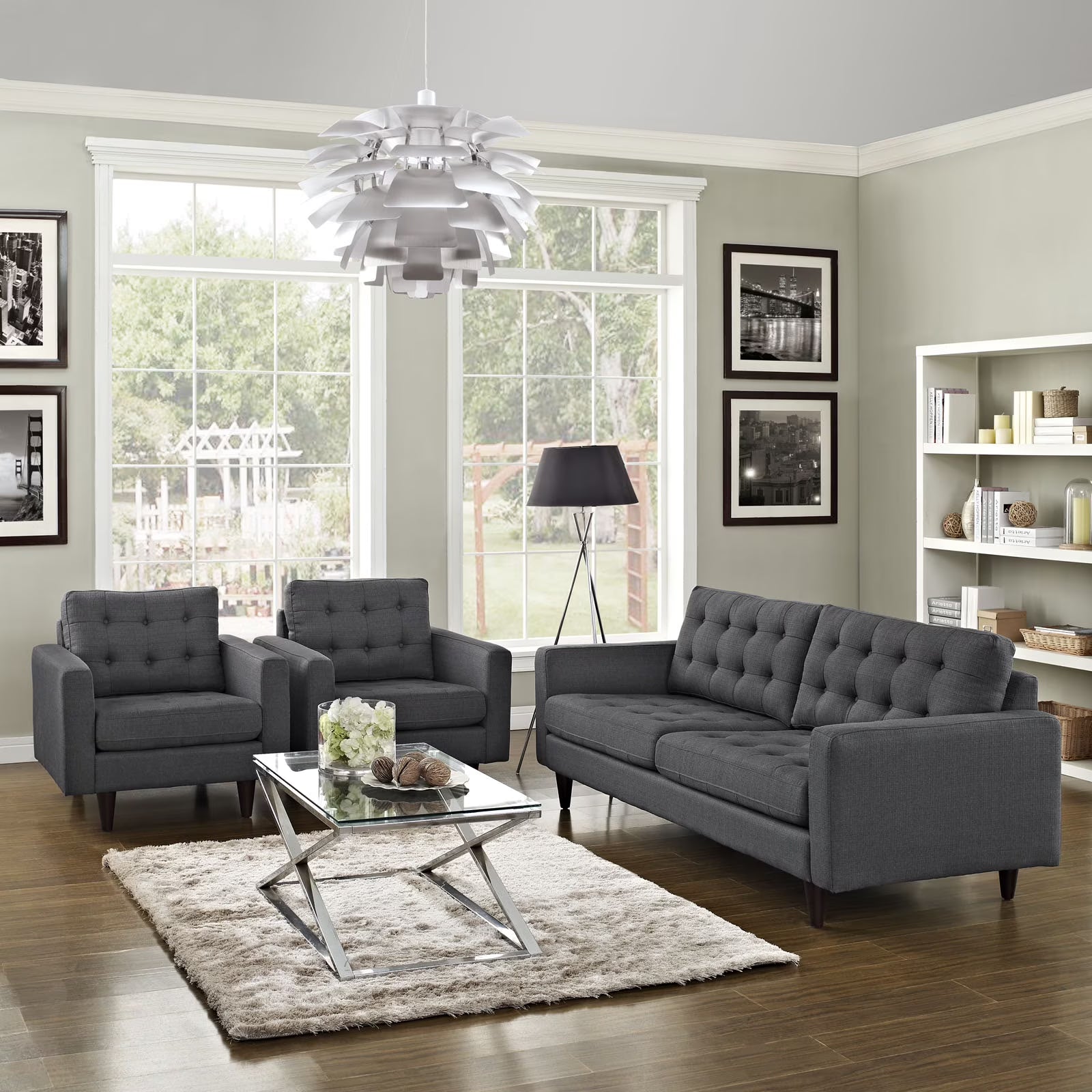 Gray Sofa and Armchairs Set of 3 B9861