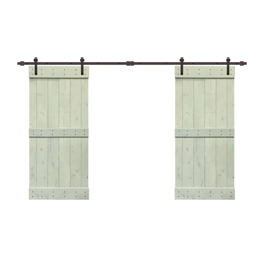Sage Green Double Barn Door with Hardware Kit V8560