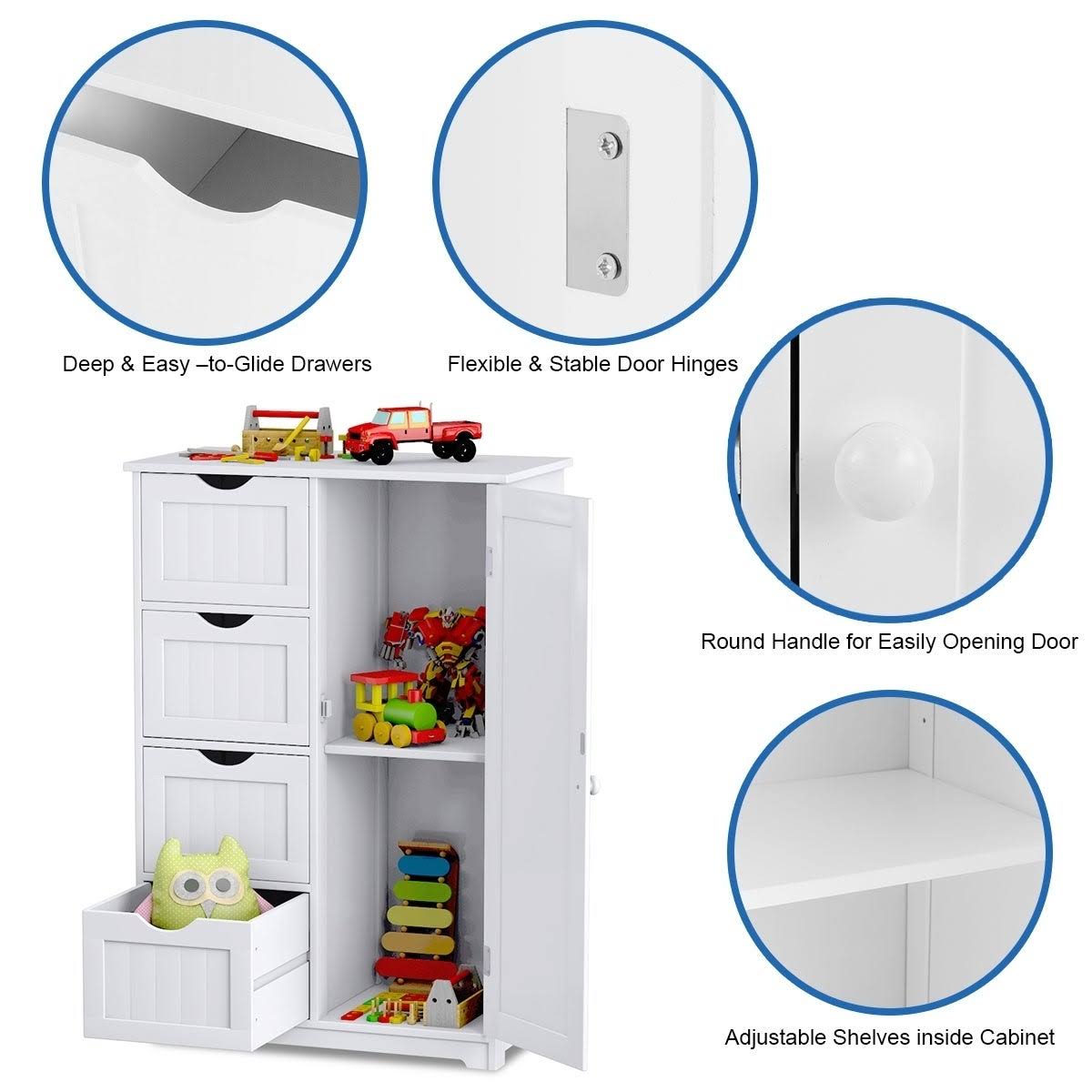 White Wooden Bathroom Cabinet V575