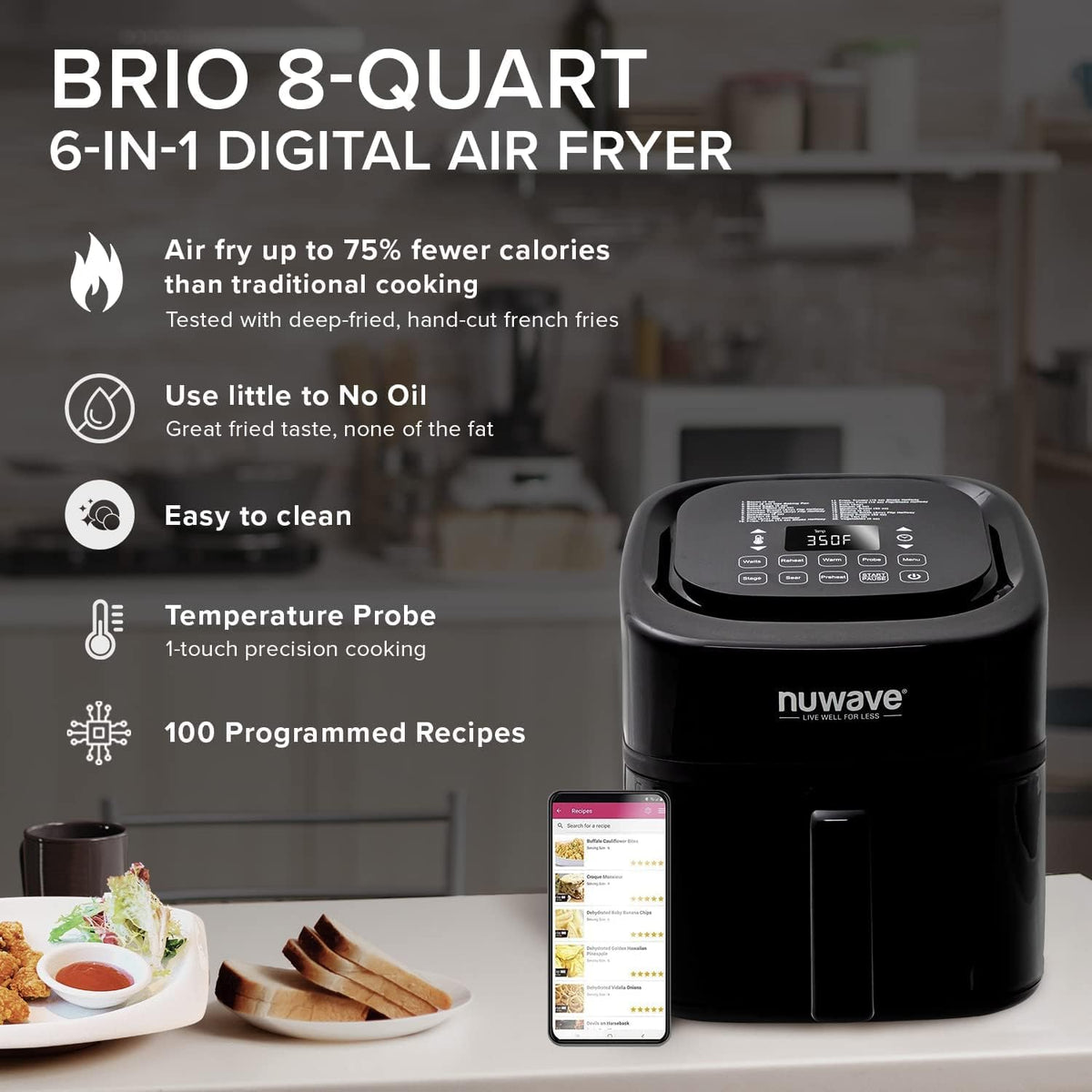 6-in-1 Air Fryer Oven Combo, 8-Qt X-Large Size, 100 Pre-Programmed Presets O632