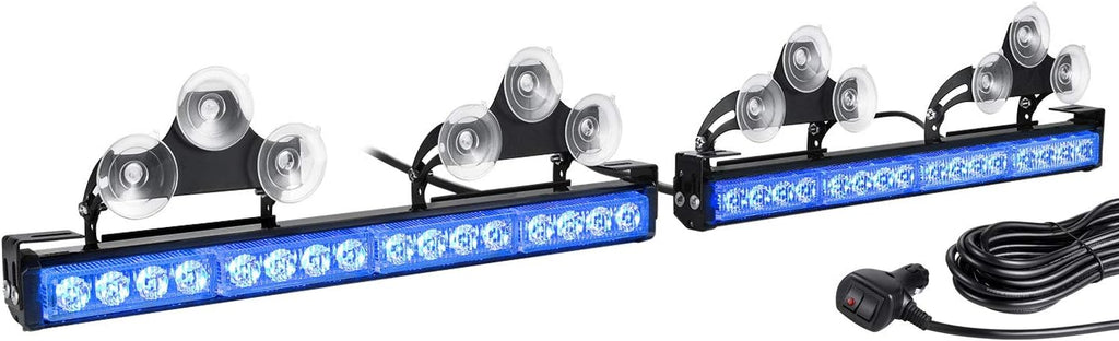 2 in 1 Blue LED Traffic Advisor Strobe Light Bar Pack of 2 D159626