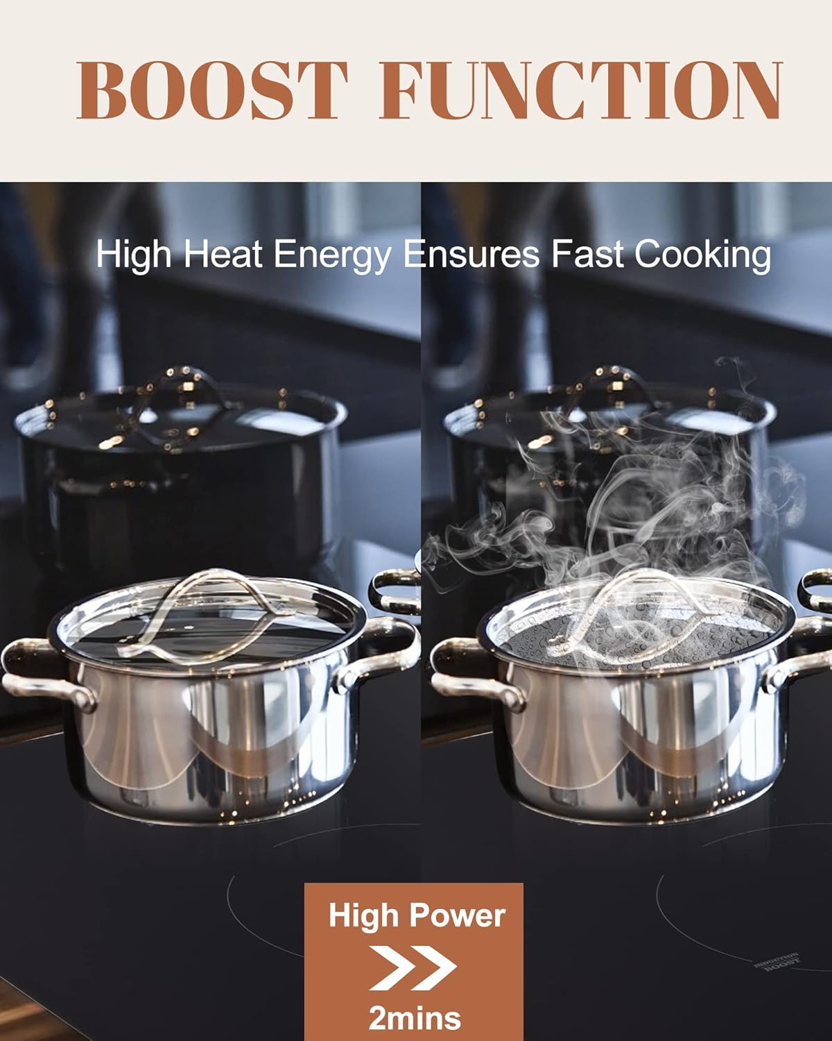 Induction Cooktop 30 Inch, 4 Burner 7000W, Built-in, 220-240V, 9 Power Levels, Timer & Kid Safety Lock F428674