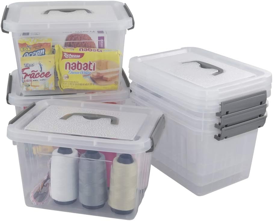 6 Pack 6 Quart Plastic Storage Bin with Lid B99745