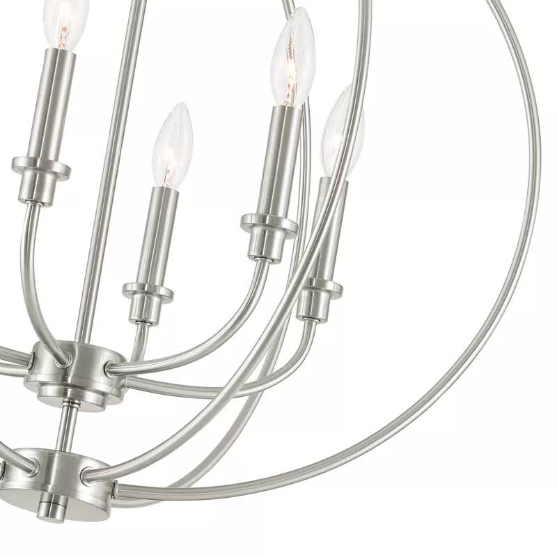 6-Light Globe Chandelier Brushed Nickel T741208