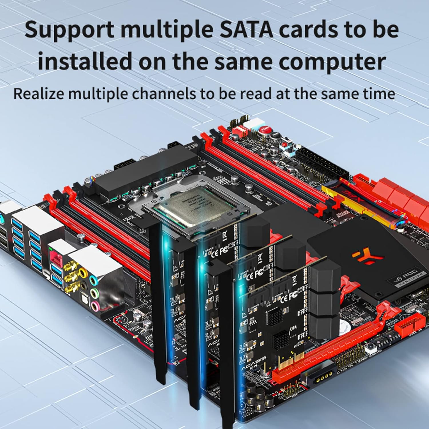 8 Port PCIe SATA 3.0 Controller Expansion Card with 8 SATA Cables and 2 Power Splitter Cables M581153