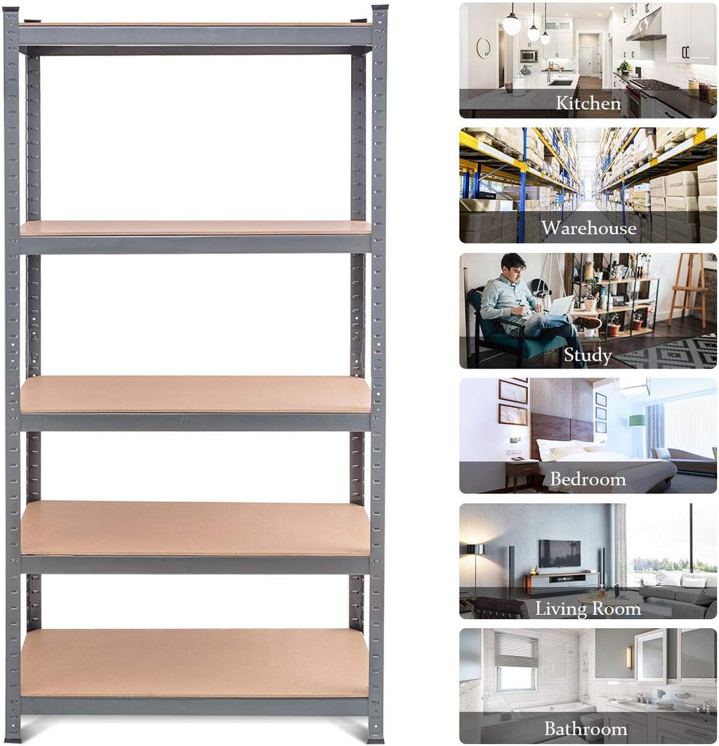 5-Tier Steel Storage Shelves with Adjustable Shelves (2 PCS) F172