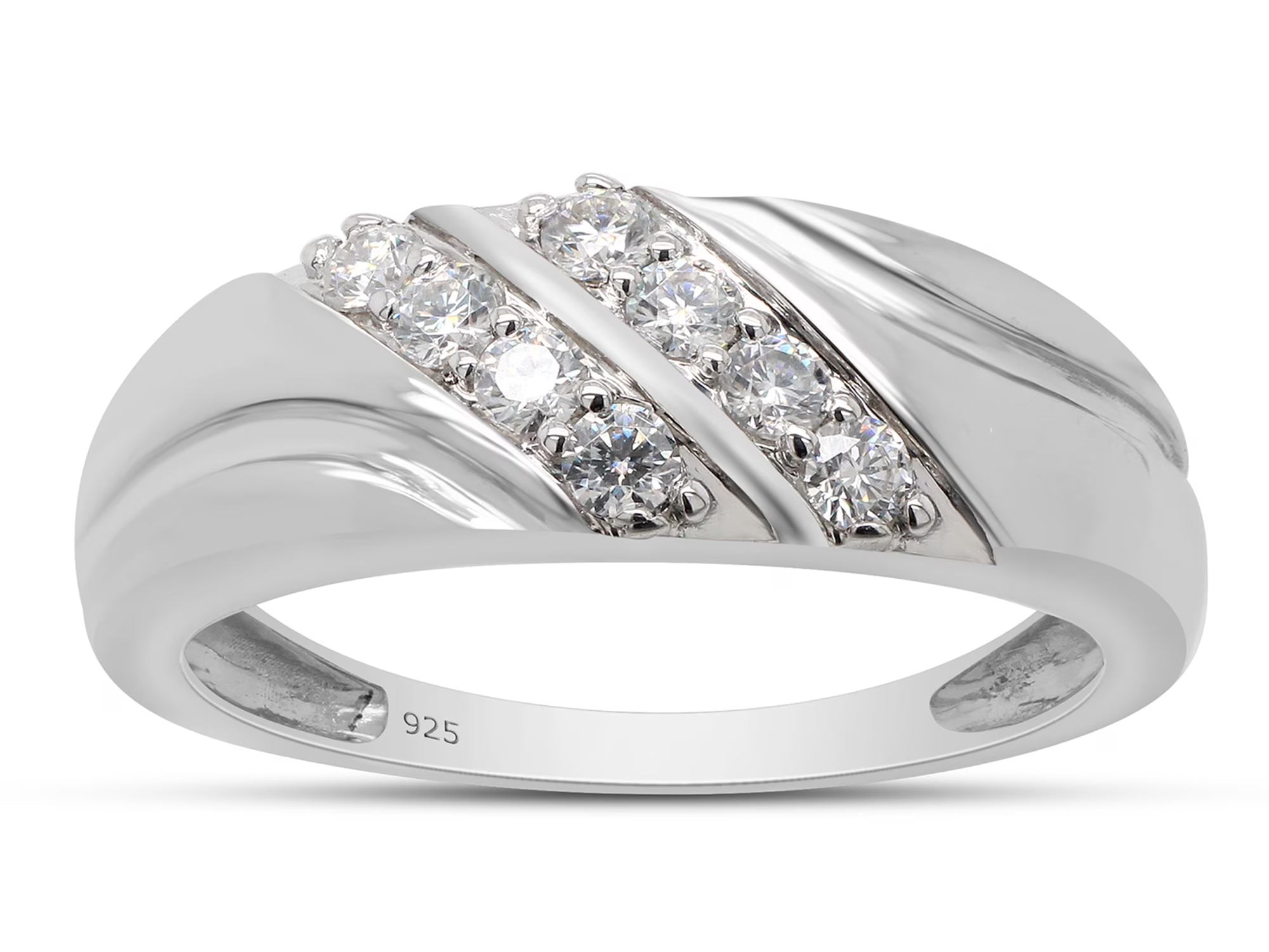 14K White Gold Over Sterling Silver Mens Wedding Band Ring X331750