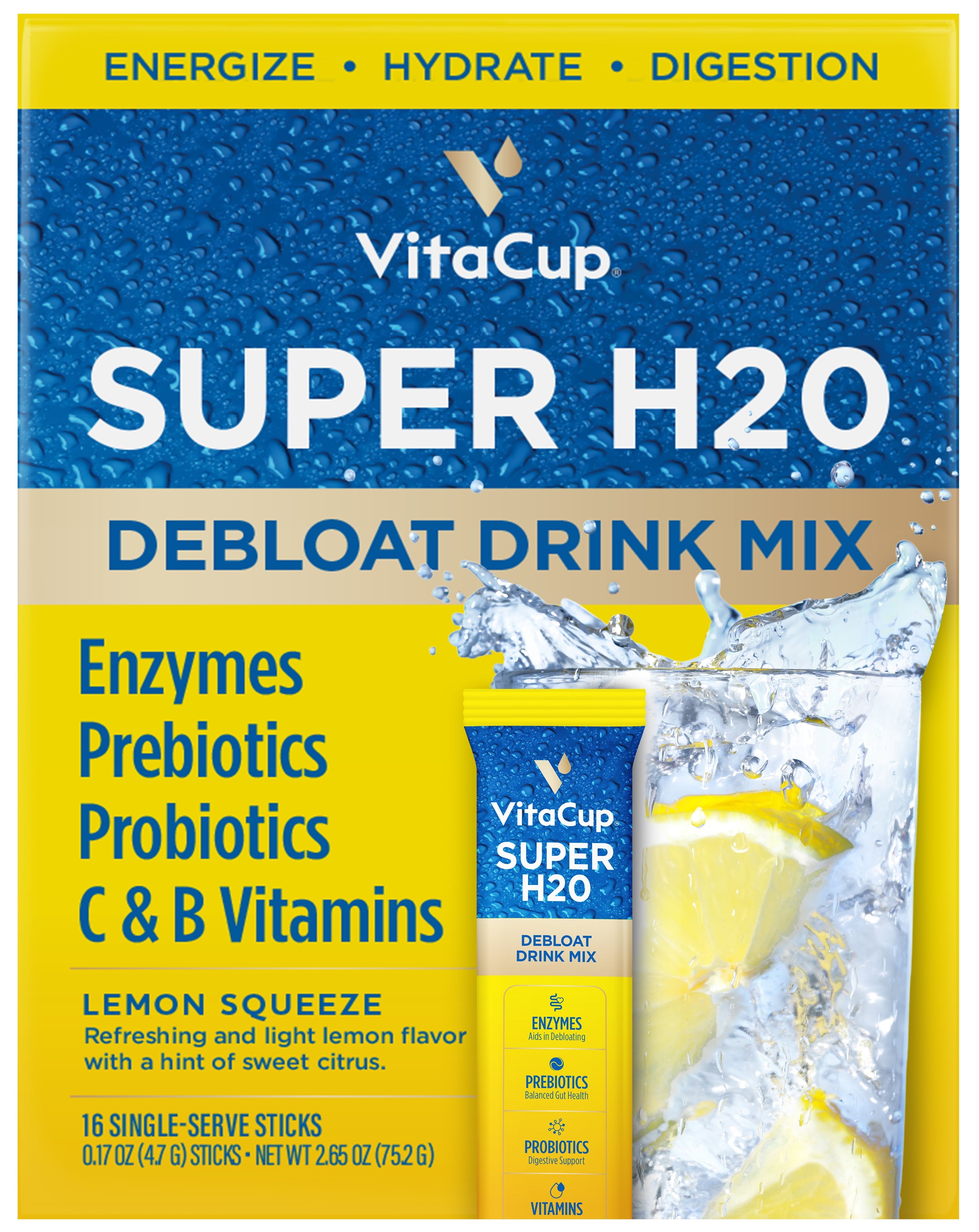 16 ct Lemon Squeeze Flavor Water Enhancer Drink Mix Packets M9231