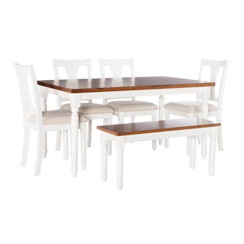 Six Piece Wood Dining Set in Brown D917