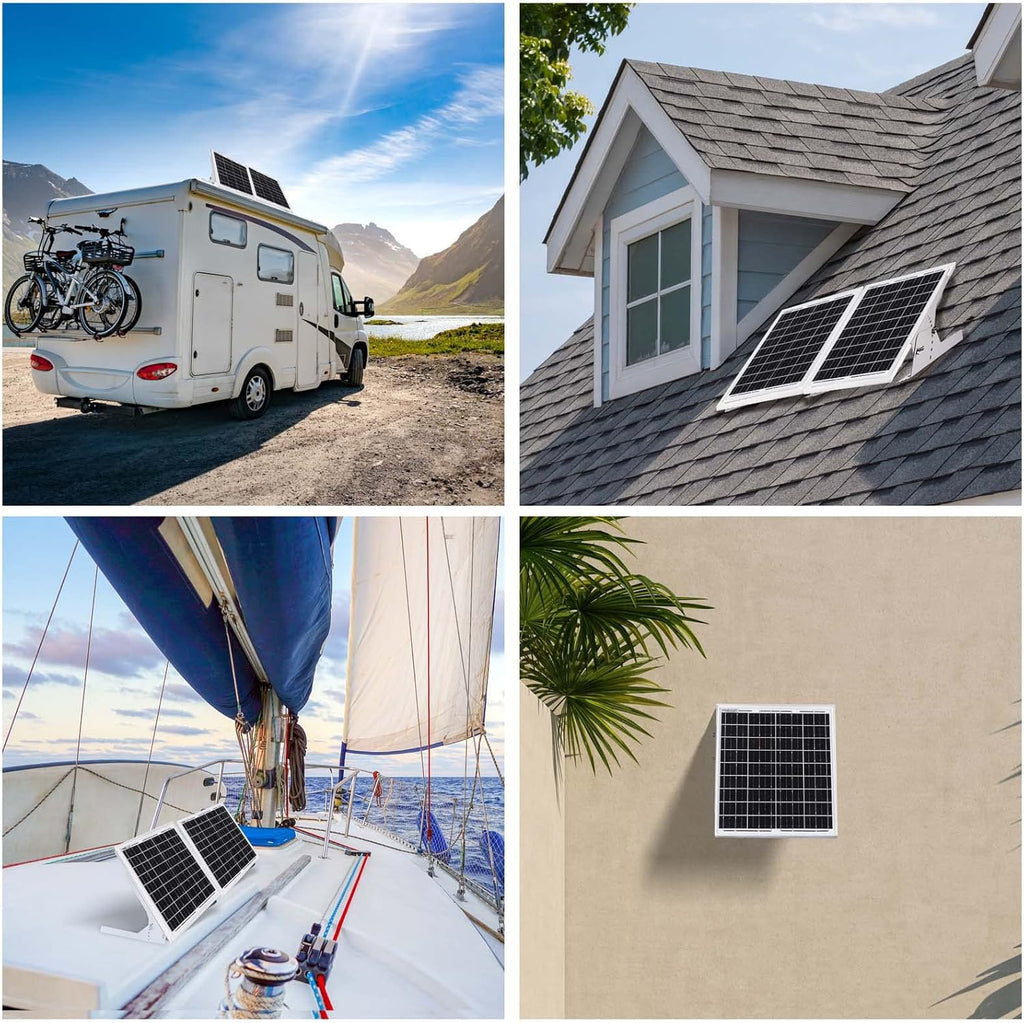 20 Watt 12V Solar Panel Kit with Adjustable Tilt Mount Brackets and 5A PWM Solar Charge Controller U3202
