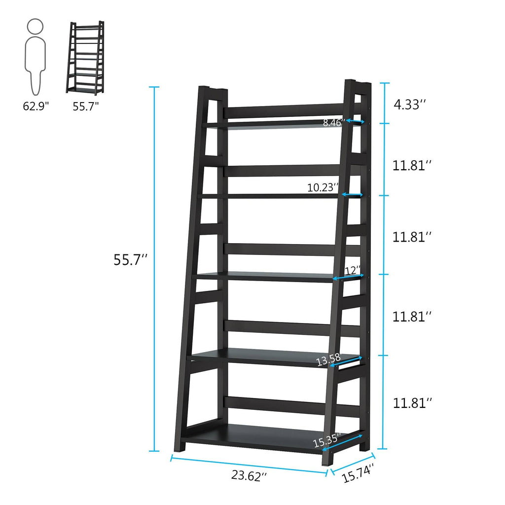 5-Tier Ladder Bookshelf Bookcase Brown U32035