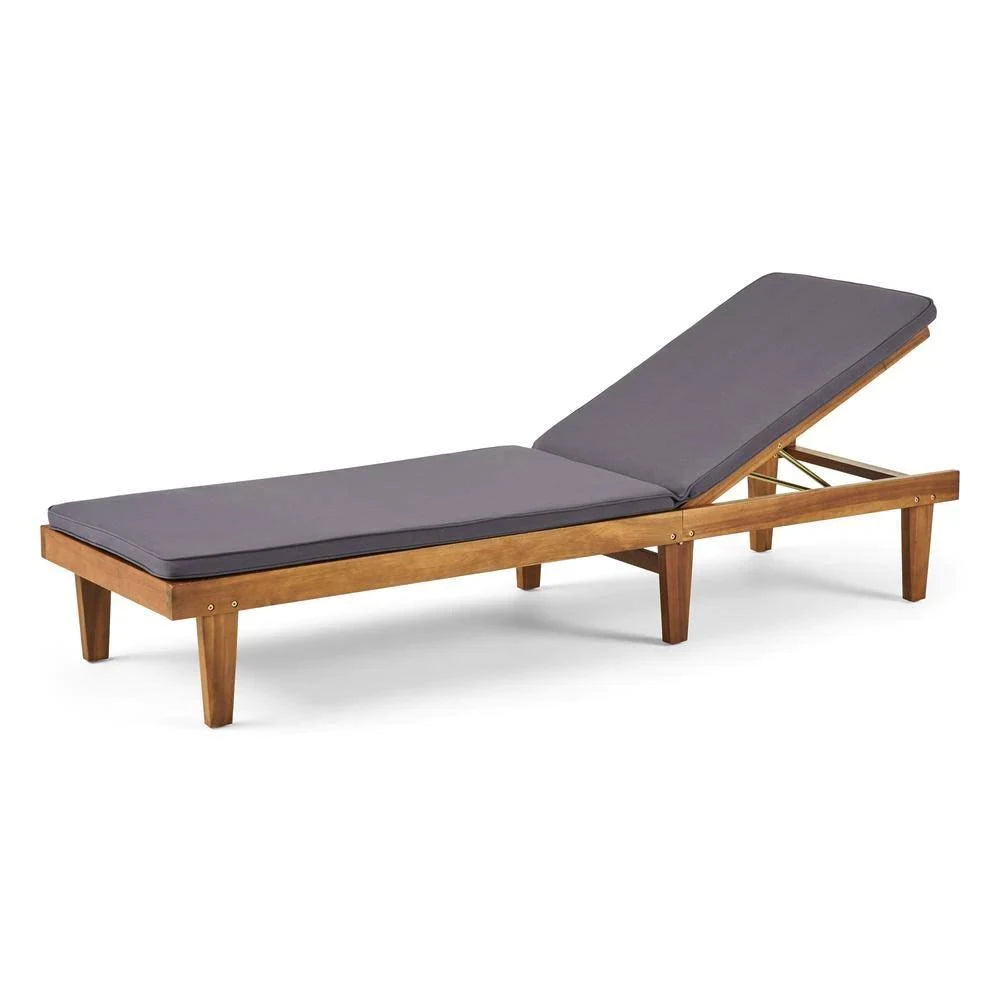 Teak and Gray Acacia Wood Chaise Lounge L6235