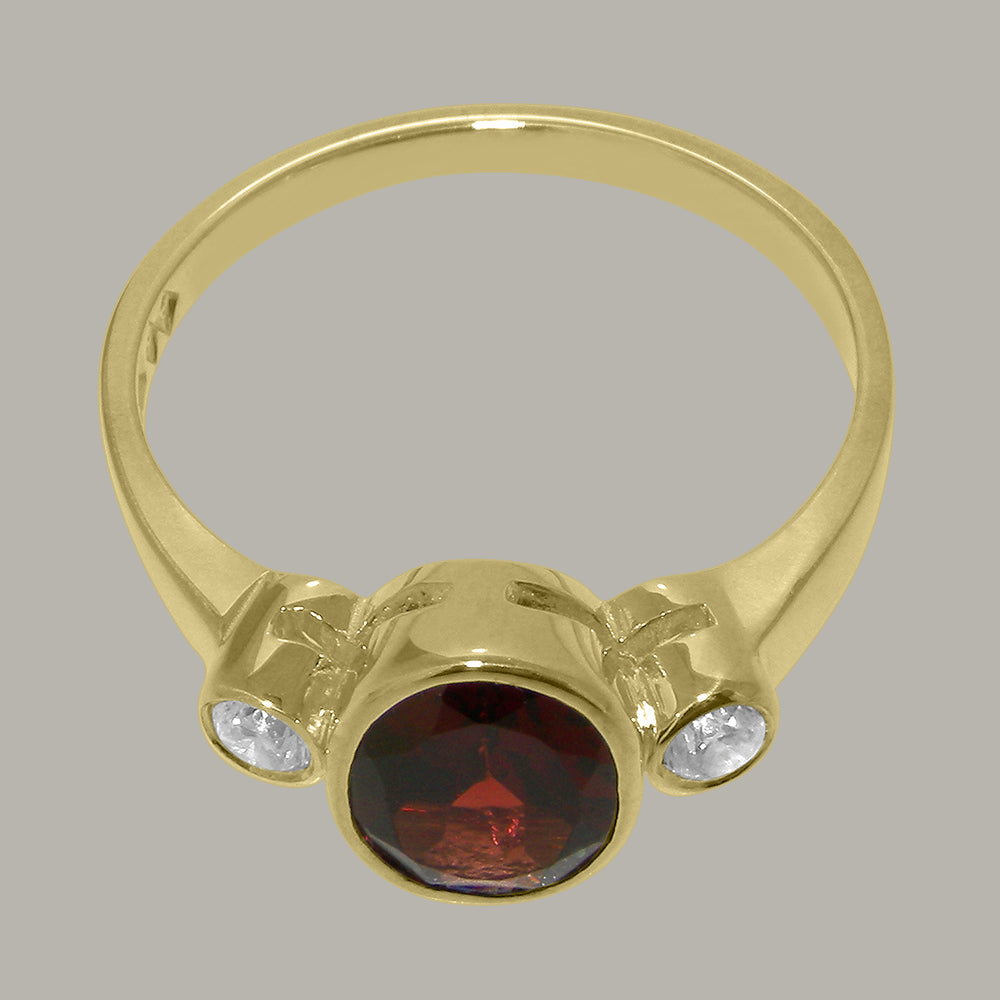 9k Yellow Gold Garnet Diamond Ring K73469