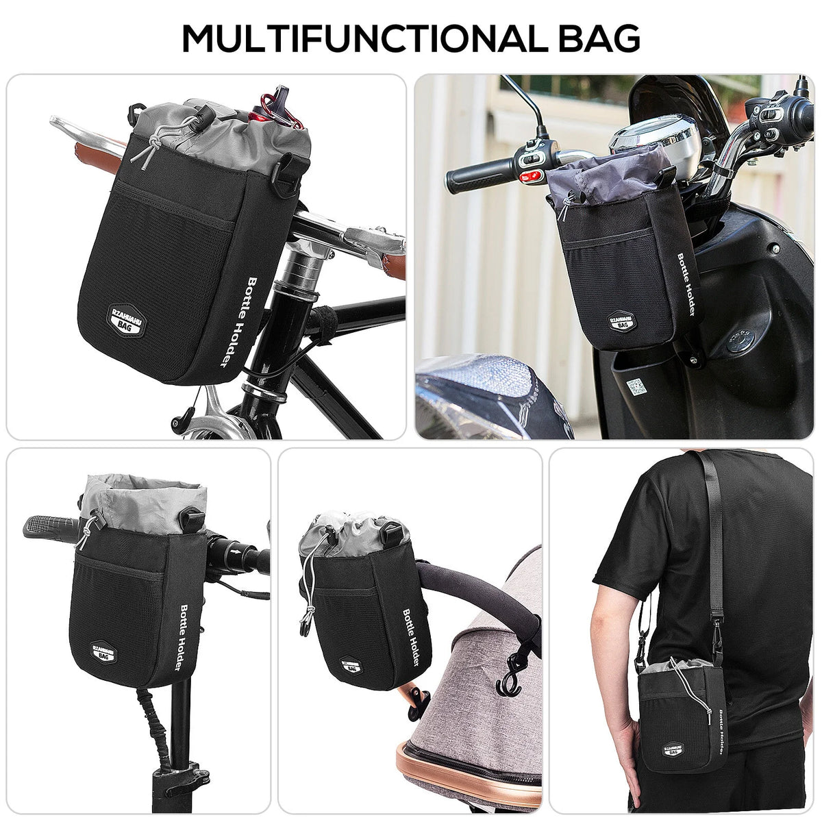 Insulated Bicycle Handlebar Water Bottle Holder Bag N2658