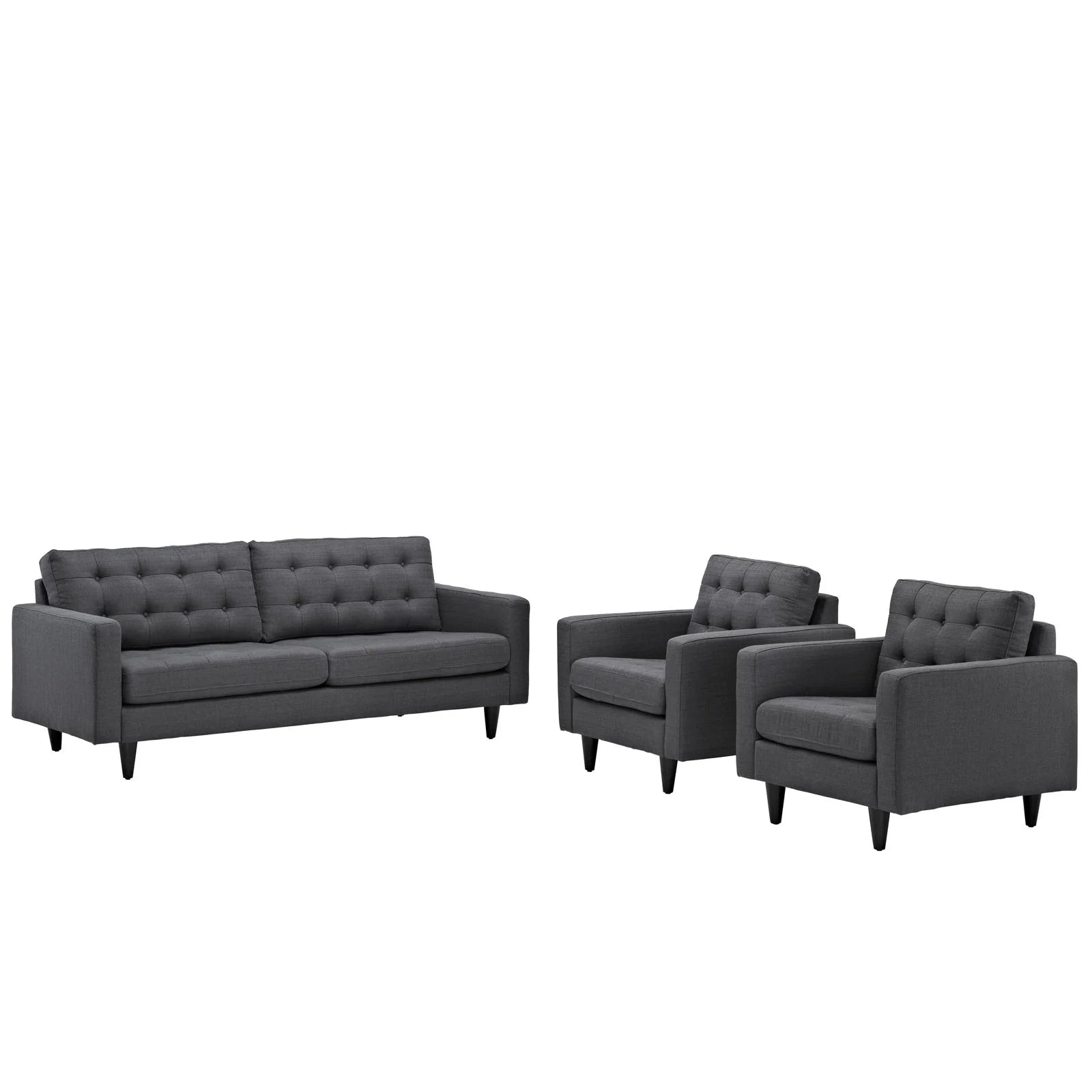 Gray Sofa and Armchairs Set of 3 B9861