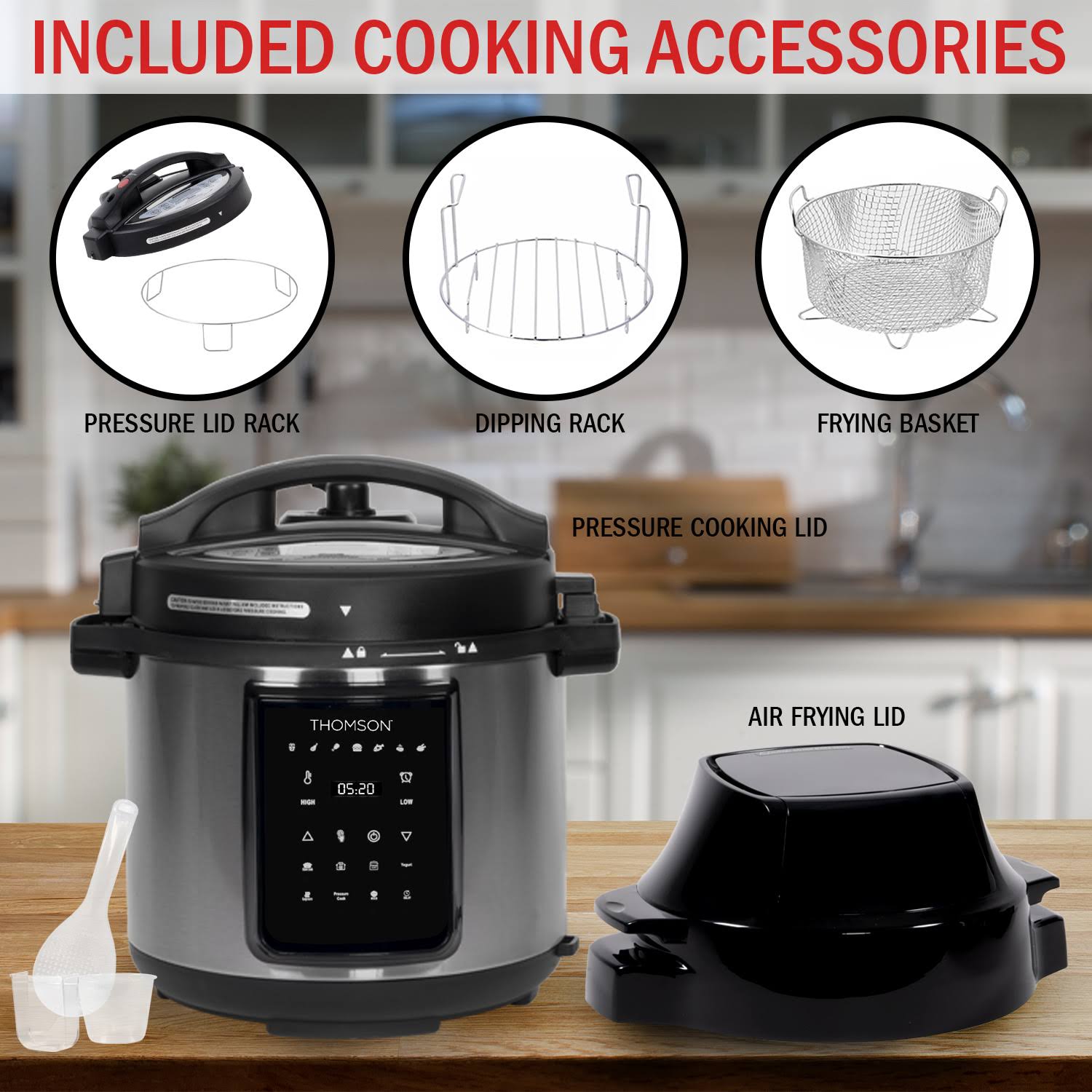9-in-1 Pressure Cooker, Slow Cooker, Air Fryer, 6.5 qt J970