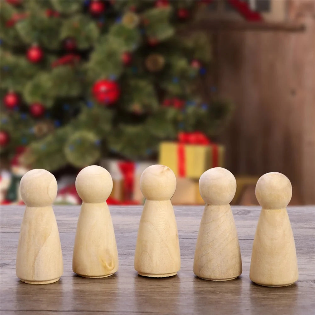 10 Pcs Wooden Bamboo Peg Dolls to Paint S825