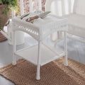White Resin Wicker Side Table O885346