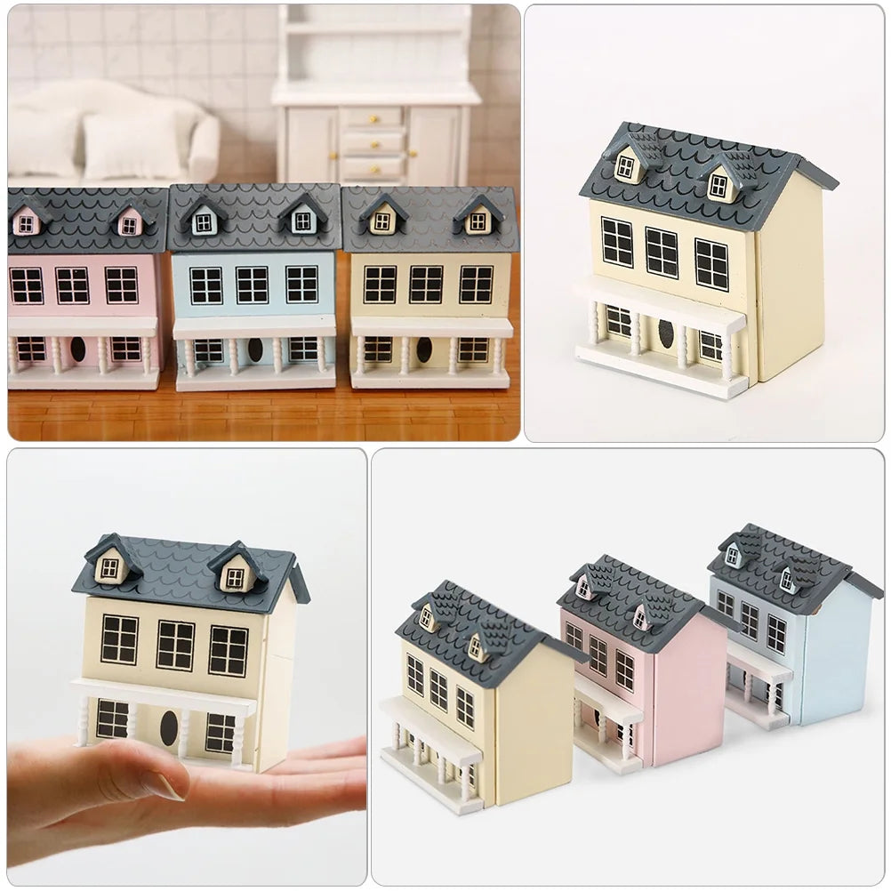 Set of 3 Wood Doll Houses Miniature Furniture Kits C866