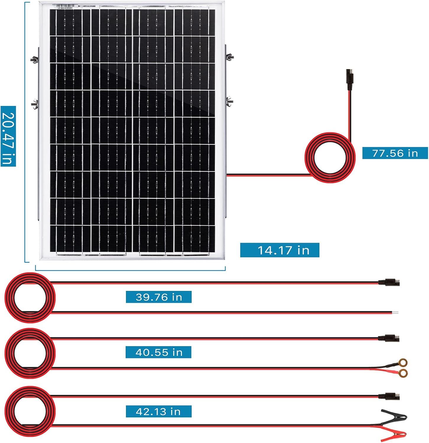 20 Watt 12V Solar Panel Kit with Adjustable Tilt Mount Brackets and 5A PWM Solar Charge Controller U3202