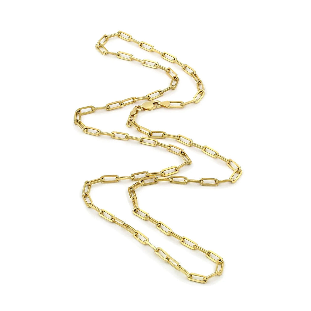 10k Yellow Gold 3mm Paperclip Chain Necklace 16" - 24" T685