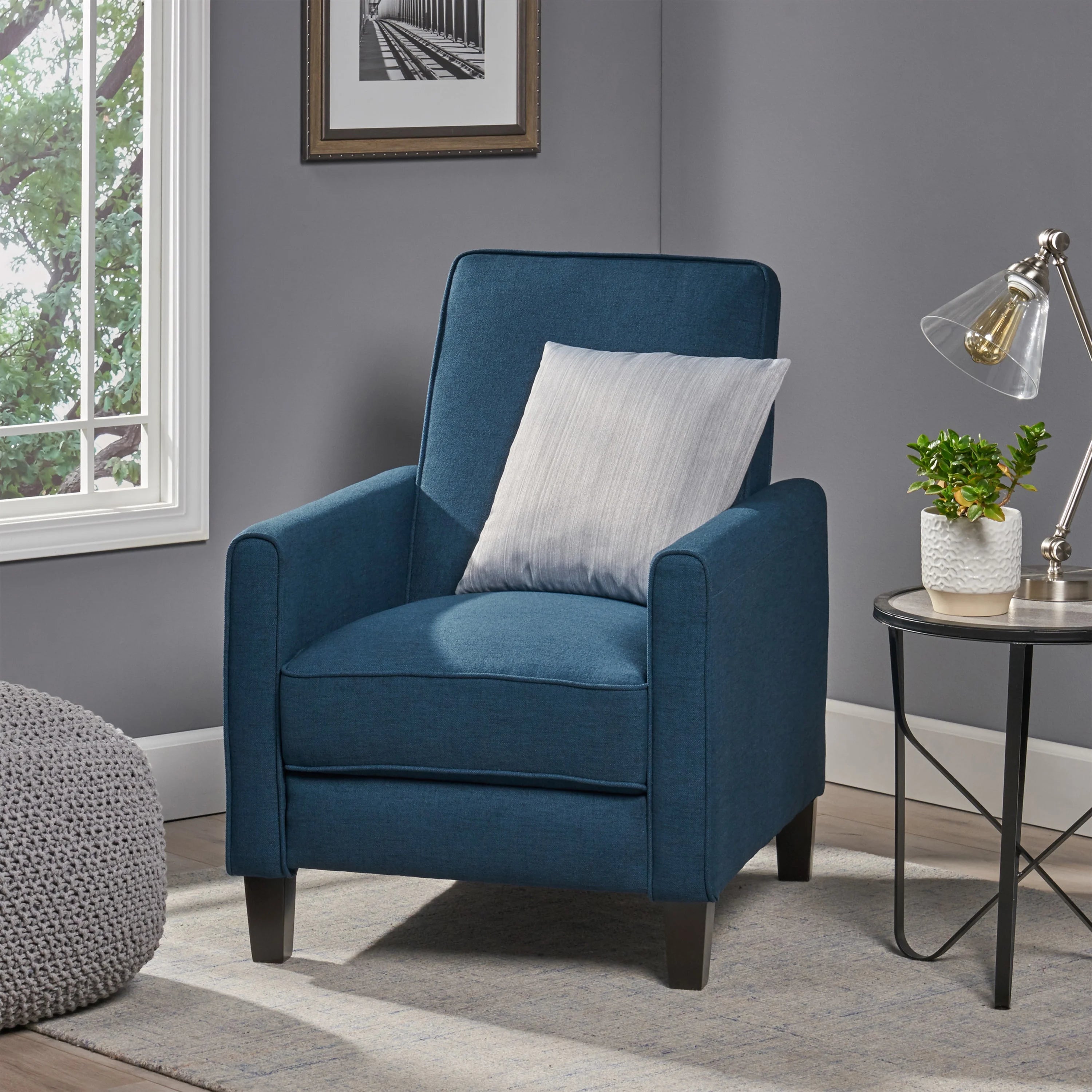 Dark Blue Fabric Recliner Club Chair Q624236