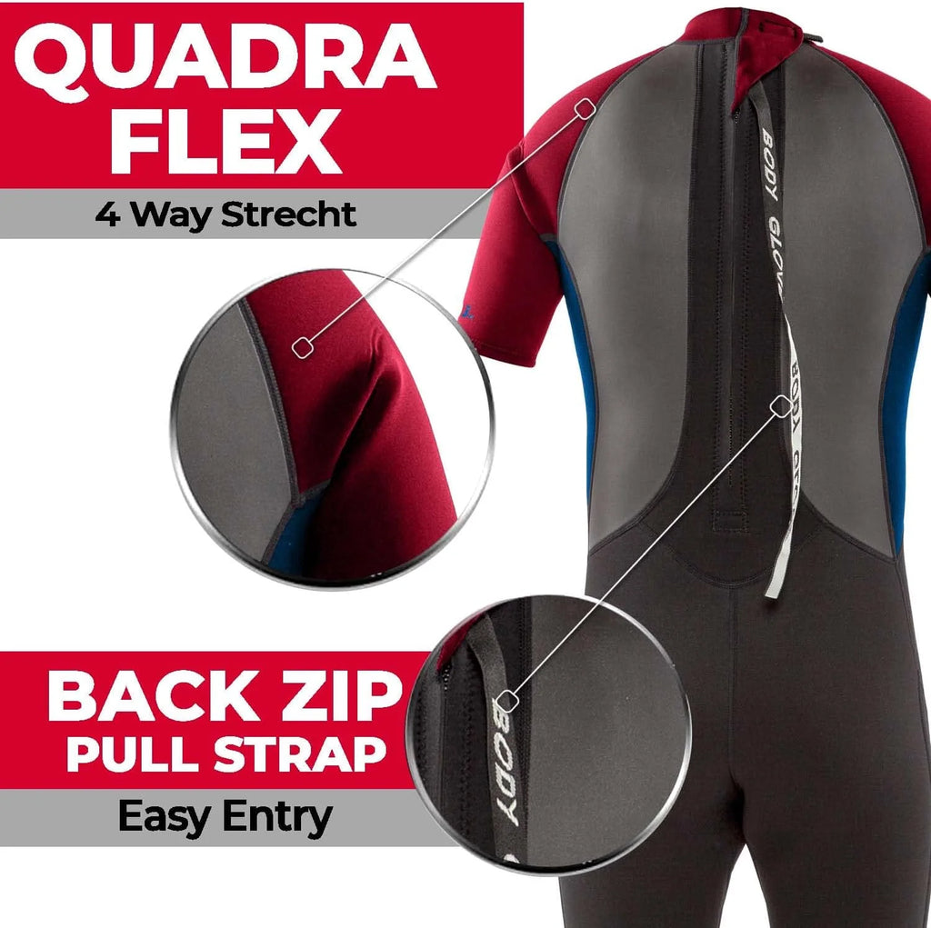 Red Youth Back Zip Short Sleeve Spring Suit Wet Suit A886
