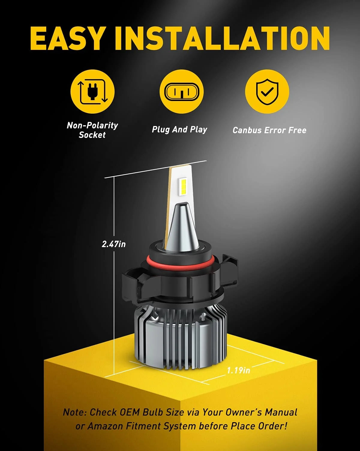 PSX24W LED Fog Light Bulbs, 6500K Cool White, Pack of 2 J2046