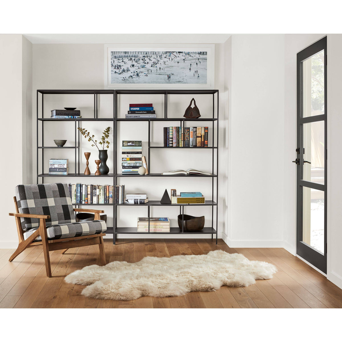 Modern Foshay Bookcase in Recycled Natural Steel Black V772014