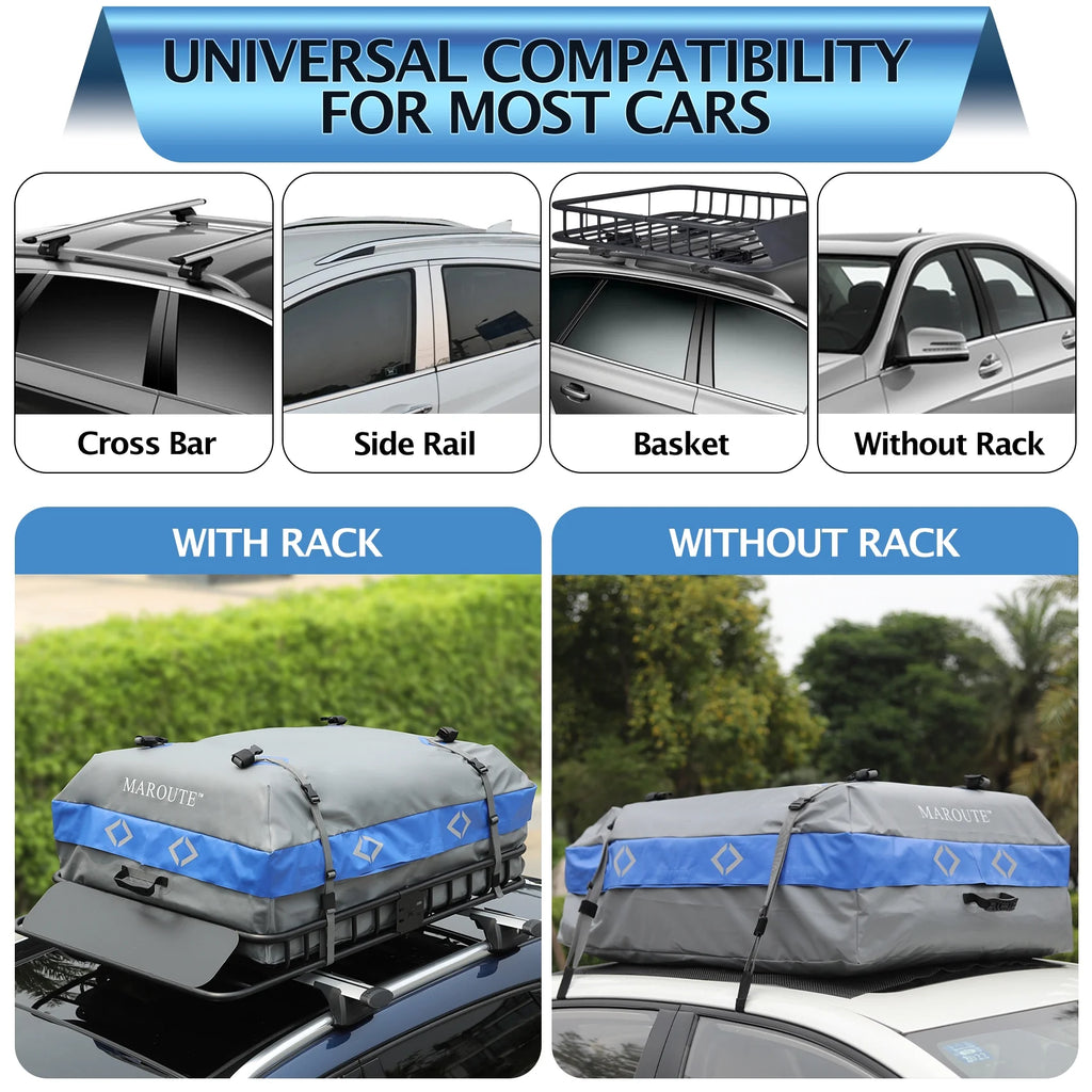 Rooftop Cargo Carrier Bag, 21 Cubic Feet Heavy Duty Waterproof Car Bag, 8 Door Hooks, Storage Bag B394
