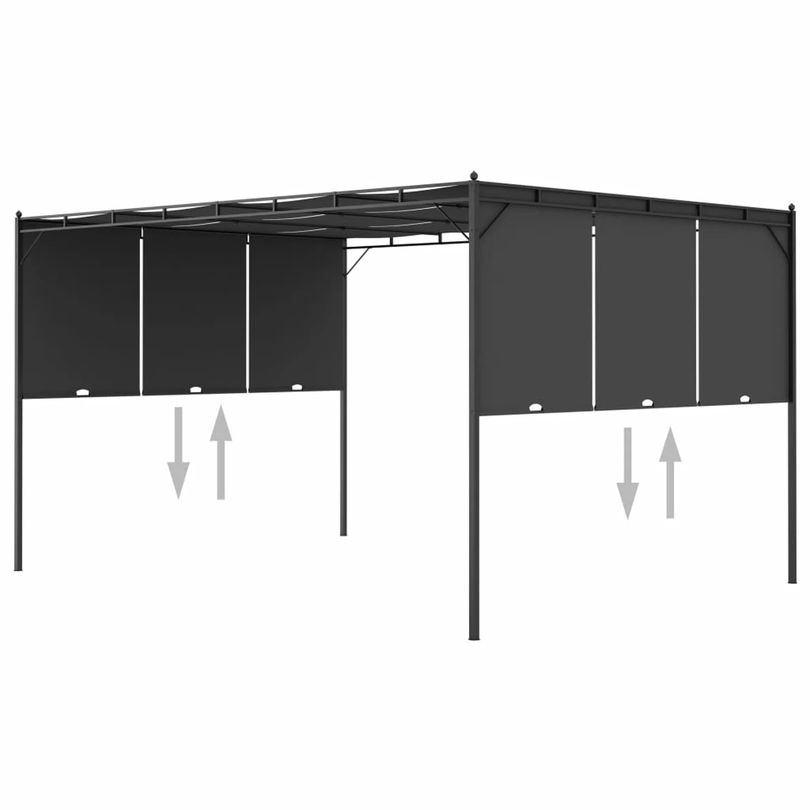 Gazebo with Side Curtain Steel Frame Canopy Tent Sun Shelter Anthracite 157.5 x 118.1 x 88.6 Inches Y468100