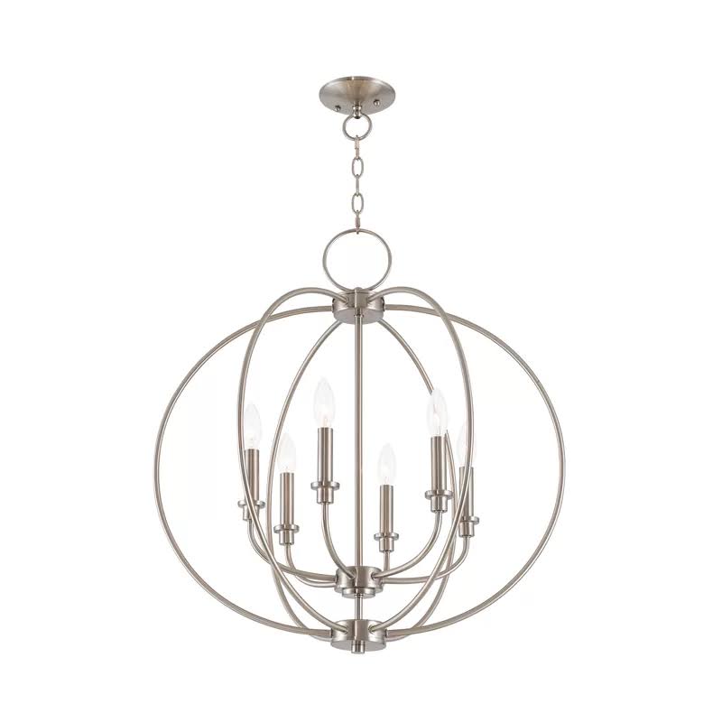 6-Light Globe Chandelier Brushed Nickel T741208