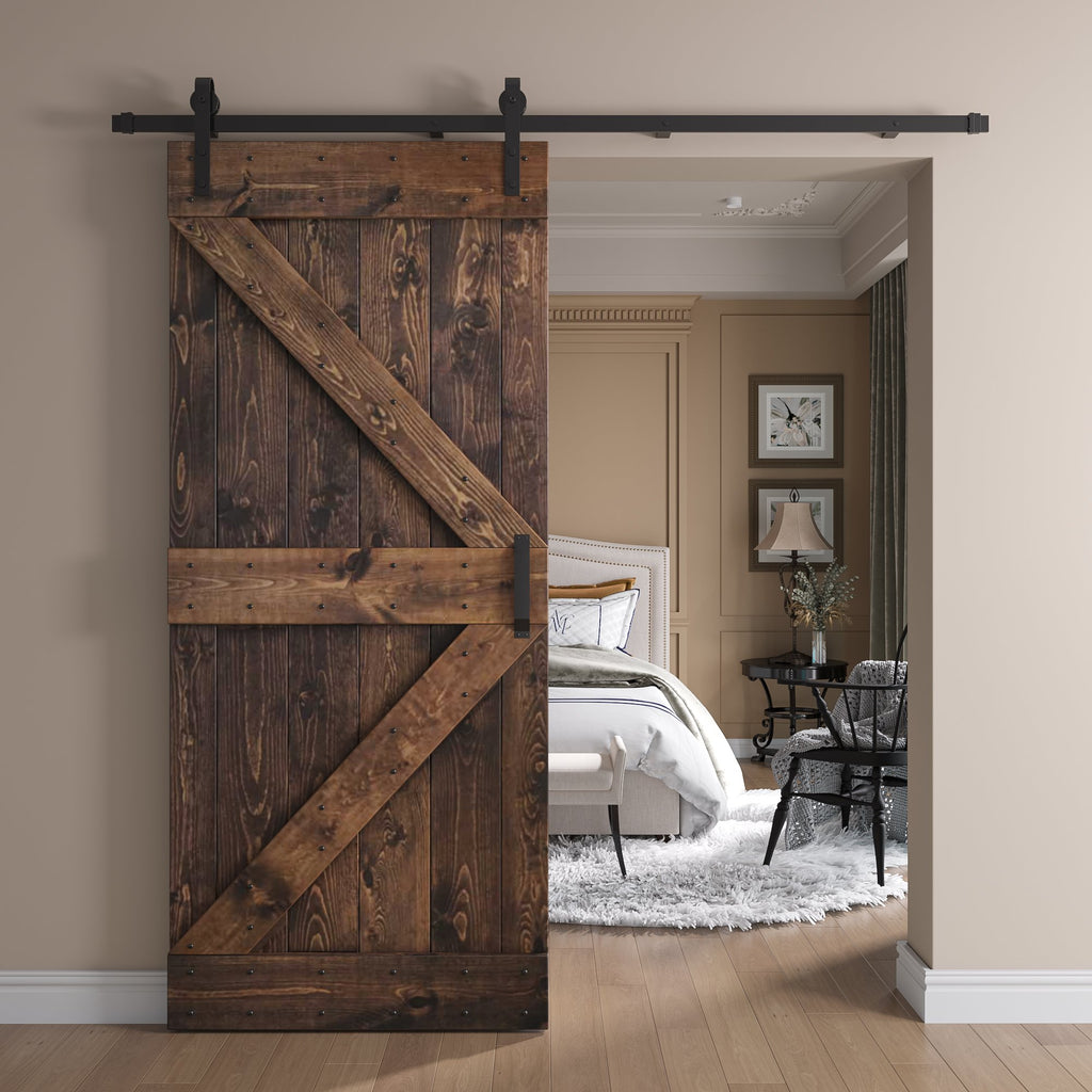 Knotty Pine Wood Sliding Barn Door With Hardware Kit S943