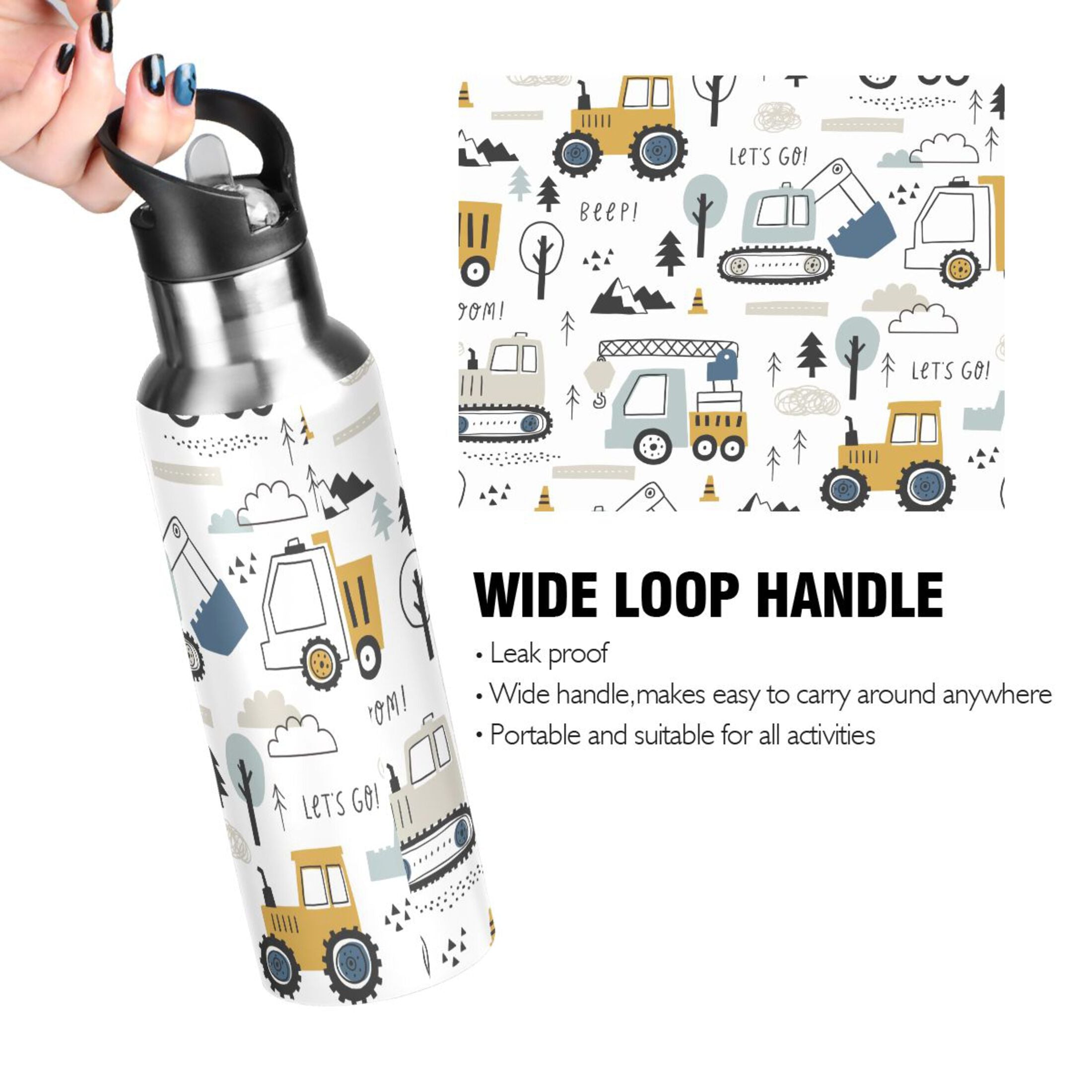 20 OZ Stainless Steel Vacuum Insulated Water Bottle with Straw Lid M788956