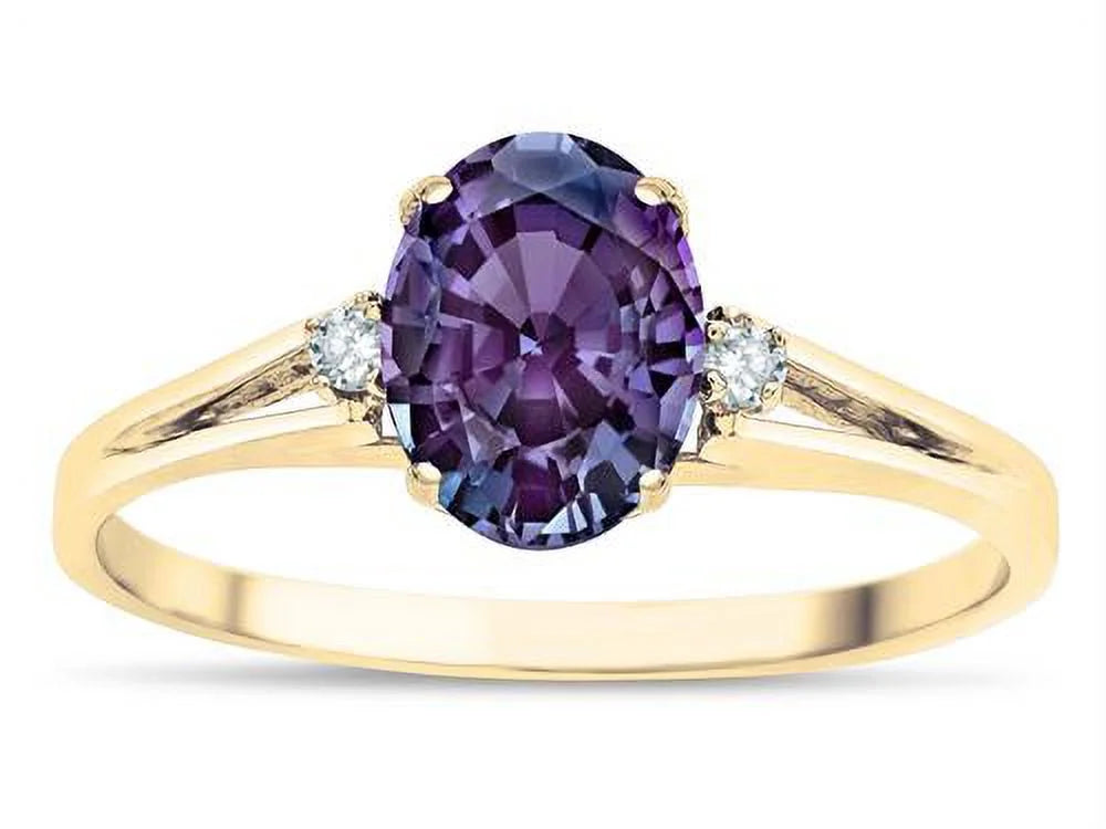Oval Simulated Alexandrite Three Stone Engagement Ring I6011