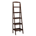 Espresso Brown Five Tier Wooden Ladder Shelf with Two Attached Hook X692411