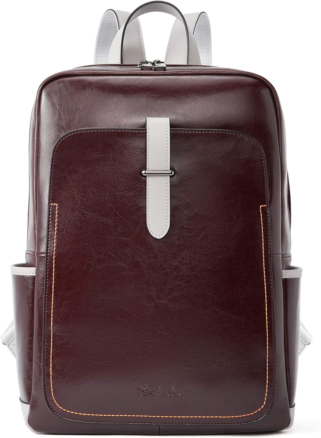 Black Leather Laptop Backpack 15.6 inch D788