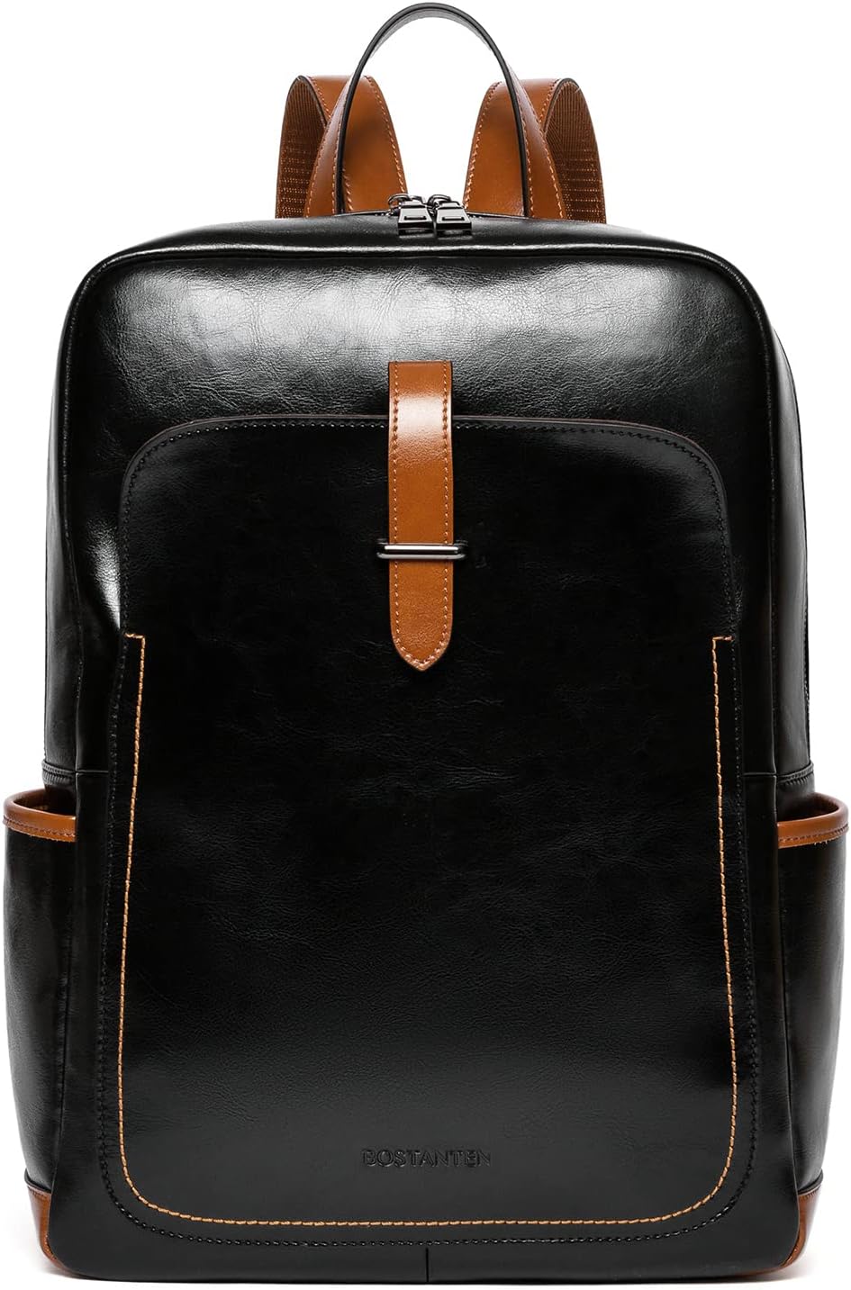 Black Leather Laptop Backpack 15.6 inch D788