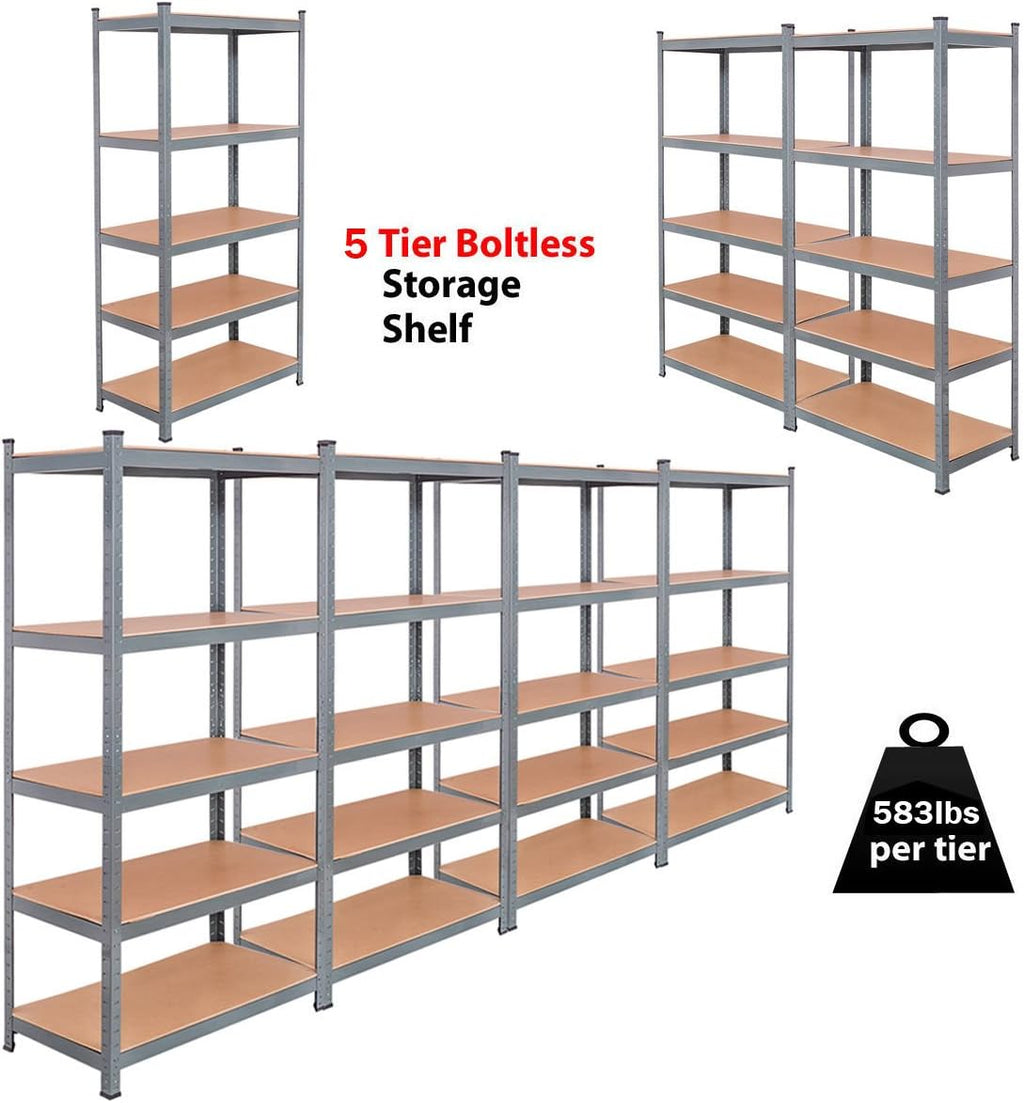 5-Tier Steel Storage Shelves with Adjustable Shelves (2 PCS) F172