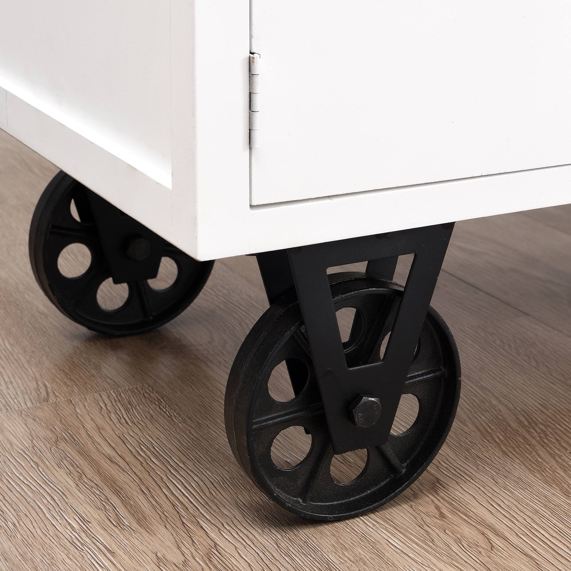 White Farmhouse Kitchen Cart L2214