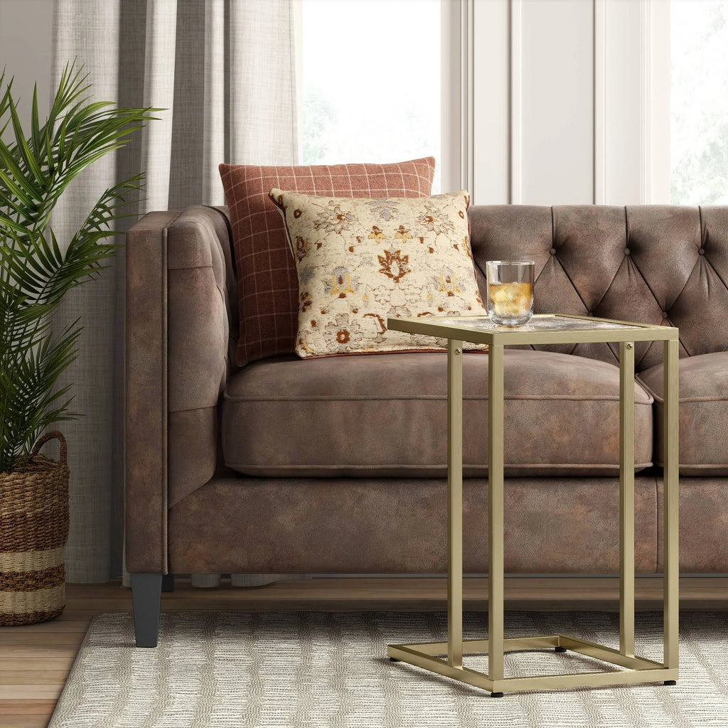 Glass Top C Table with Brass Base F529