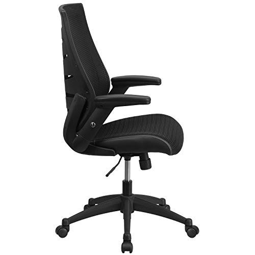 Black Mesh Executive Swivel Chair with Flip-Up Arms Y57926