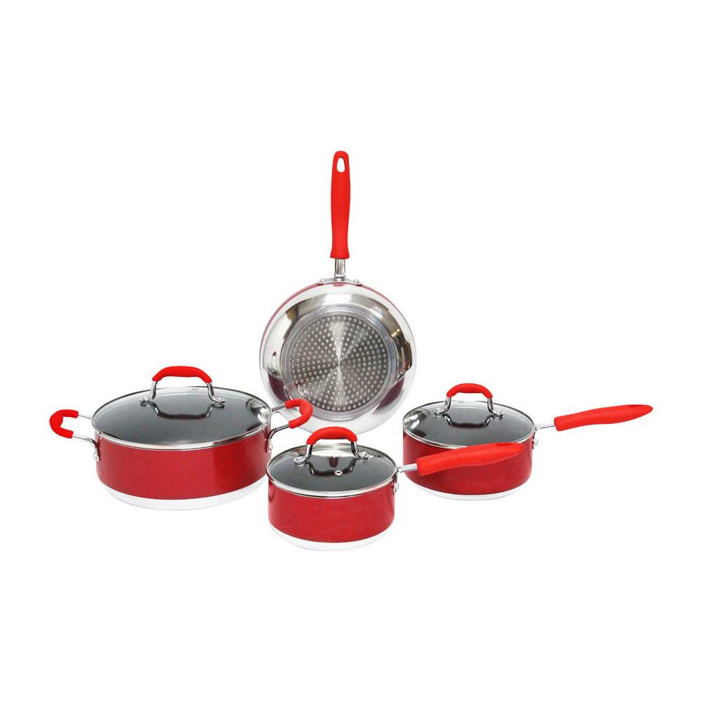 7 Piece Non-Stick Cookware Set, Red X53797