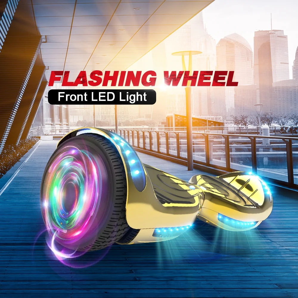 Chrome Gold Self Balancing Electric Scooter Hoverboard with Bluetooth Speaker A208331