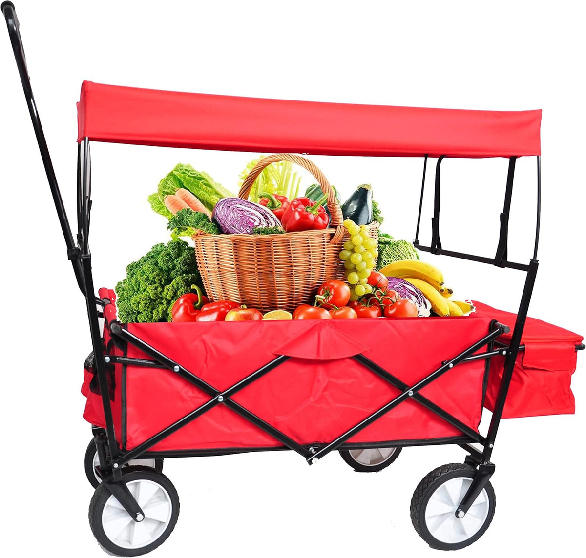 Blue Heavy Duty Collapsible Utility Wagon Cart with Cup Holder C30903